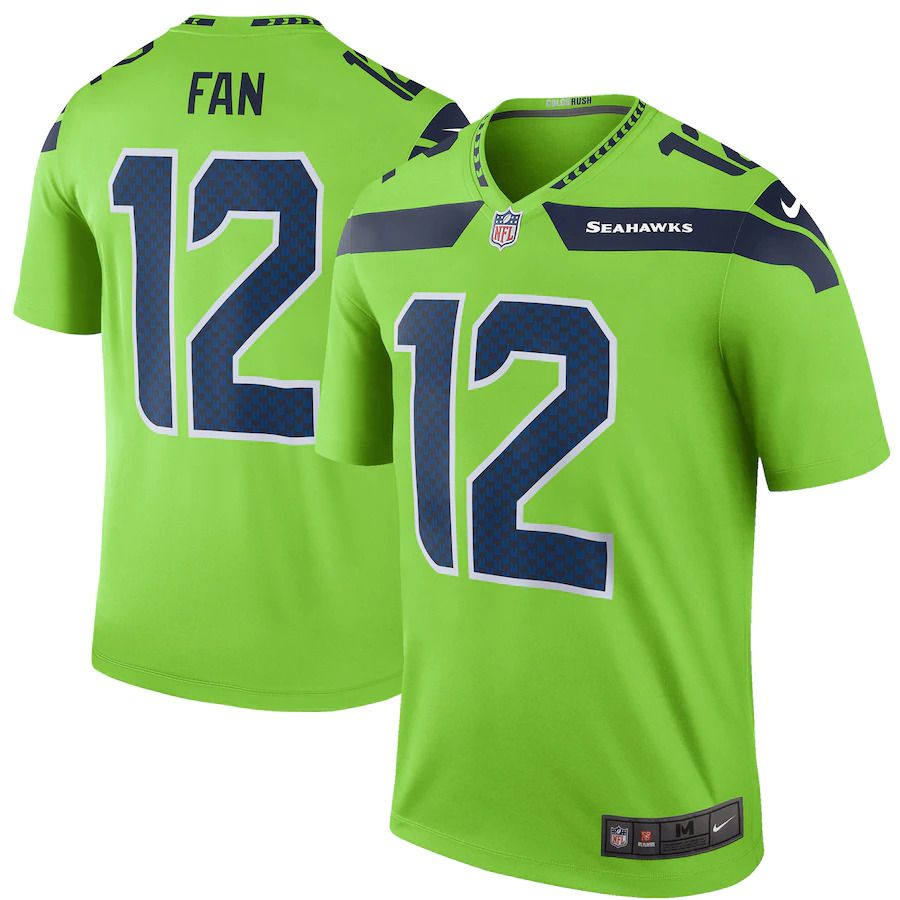Men Seattle Seahawks #12 Fan Nike Green Color Rush Limited NFL Jersey